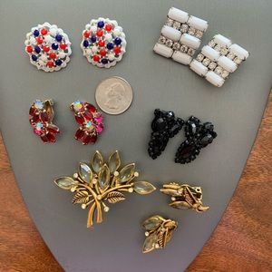 Weiss vintage clip earrings and brooch lot